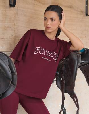 Finley oversized tee in burgundy-Red