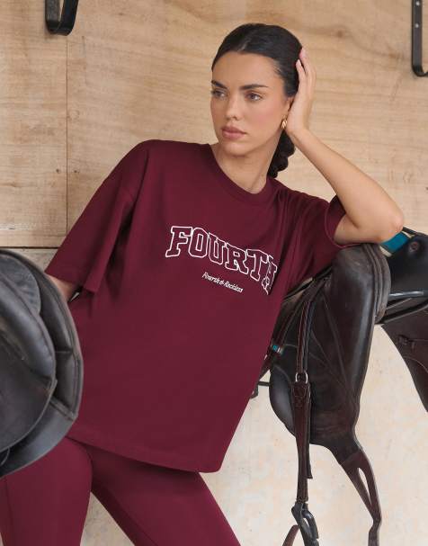 4th & Reckless Finley oversized tee in burgundy - view 1