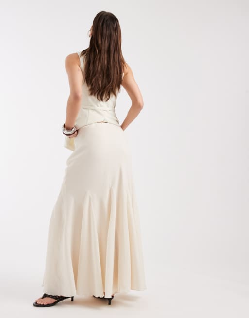 4th & Reckless fishtail hem maxi skirt co-ord in cream, 5 of 5