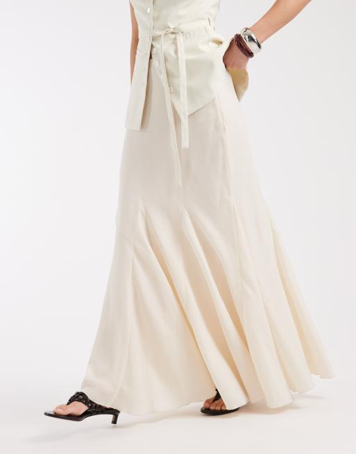 4th & Reckless fishtail hem maxi skirt in cream - part of a set, 2 of 5