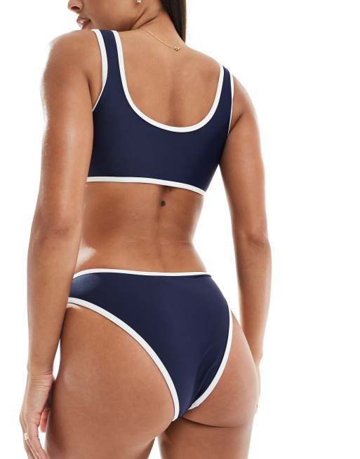4th & Reckless - Florence - Bikinibroekje met contrasterende randen in marineblauw, 4 van 4