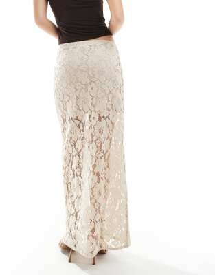 4th & Reckless flower lace maxi skirt in beige | ASOS