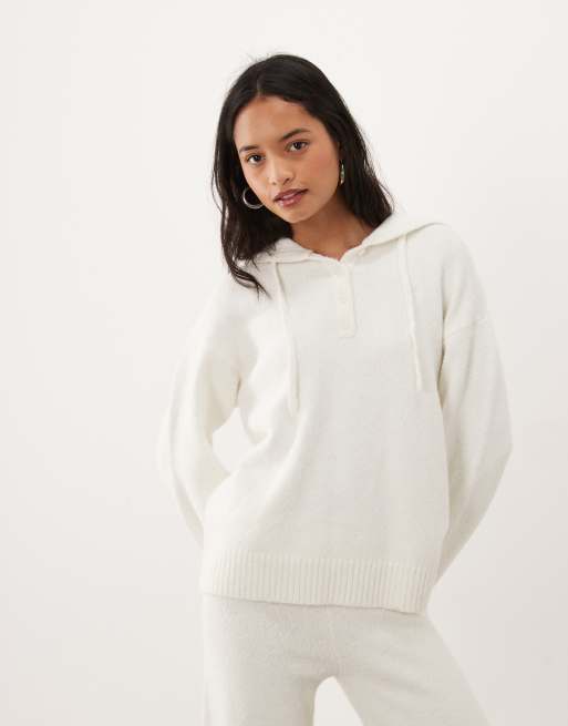 4th & Reckless fluffy knitted hoodie and pants set in cream, 3 of 3