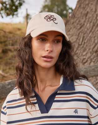 4th & Reckless 'fourth' embroidered logo cap in cream | ASOS