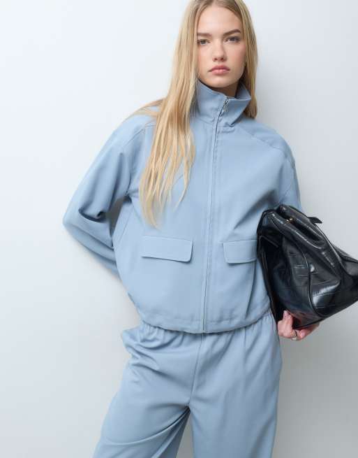 4th & Reckless funnel neck pocket front cropped jacket and elasticated toggle waist detail wide leg trousers co-ord in, 3 of 3