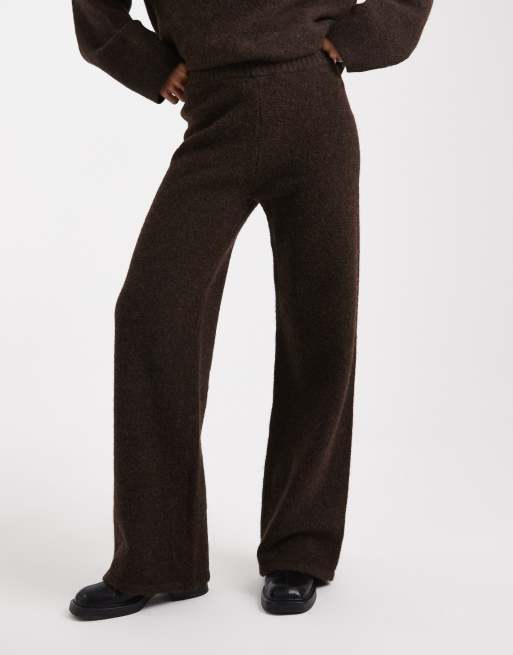 4th & Reckless - Gebreide broek van wolmix met wijde pijpen in chocoladebruin, deel van co-ord set, 2 van 5