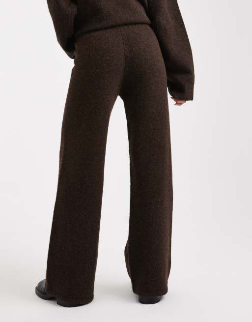 4th & Reckless - Gebreide broek van wolmix met wijde pijpen in chocoladebruin, deel van co-ord set, 4 van 5