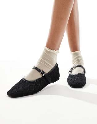 4th & Reckless - Gehäkelte Riemchen-Ballerinas in Schwarz