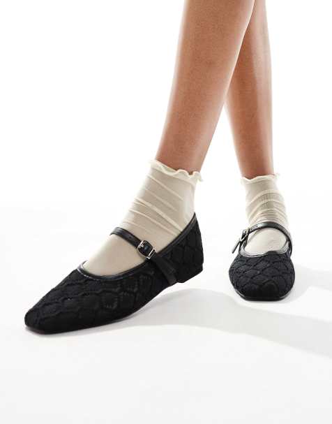 4th & Reckless – Gehäkelte Riemchen-Ballerinas in Schwarz - view 1