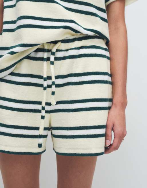 4th & Reckless - Gestreepte short van badstof met trekkoord in de taille in geel, deel van co-ord set, 4 van 7