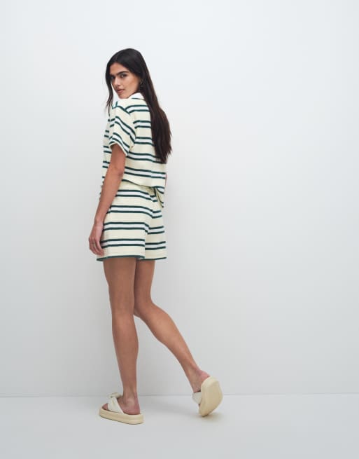 4th & Reckless - Gestreepte short van badstof met trekkoord in de taille in geel, deel van co-ord set, 5 van 7