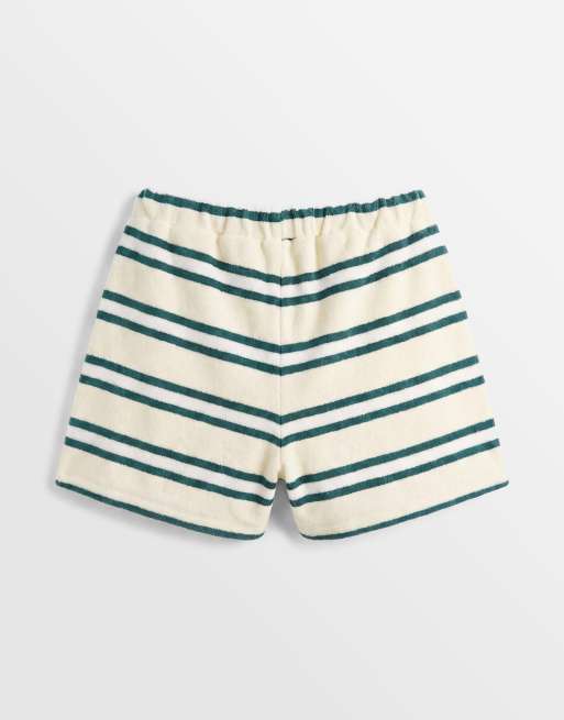 4th & Reckless - Gestreepte short van badstof met trekkoord in de taille in geel, deel van co-ord set, 7 van 7