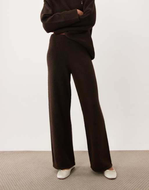 4th & Reckless gestrickte Wide-Leg-Hose als Kombiteil in Schokobraun, 2 von 5