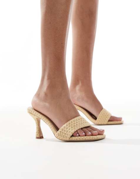 4th & Reckless – Gewebte Sandaletten in Beige mit offener Zehenpartie und mittelhohem Absatz - view 1