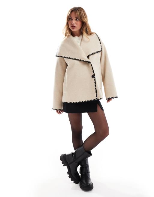 4th & Reckless - Giacca color cammello con cuciture a contrasto e rever oversize