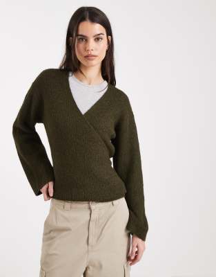 4th & Reckless - Gilet cache-coeur en maille côtelée - Olive-Vert