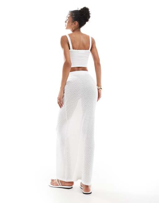4th & Reckless - Gonna da mare lunga in maglia all'uncinetto bianca in coordinato, 2 di 5