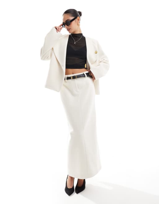 4th & Reckless - Gonna lunga a colonna color crema in coordinato