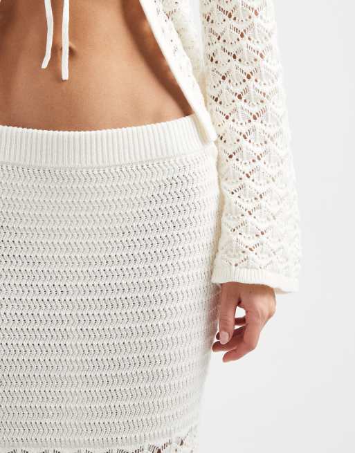 4th & Reckless - Gonna lunga da mare misto cotone bianca all'uncinetto in coordinato, 3 di 5