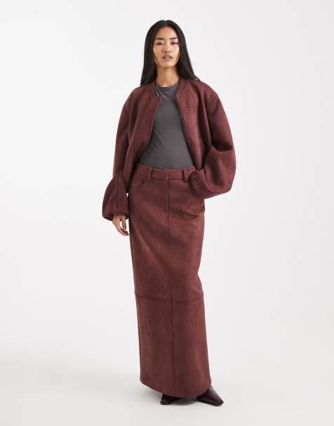 4th & Reckless - Gonna lunga in camoscio sintetico morbidissimo color bordeaux in coordinato - view 1