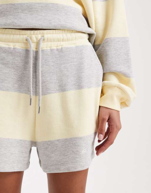 4th & Reckless – Gula och grårandiga sweatshorts i bomullsmix med dragsko i midjan, del av set, 3 av 5