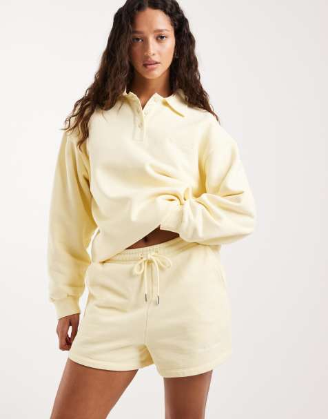 4th & Reckless – Gula sweatshorts i bomull med dragsko i midjan, del av set - view 1