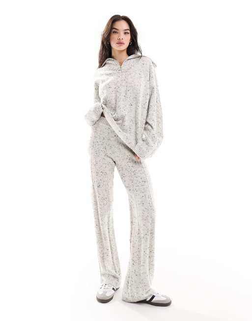 4th & Reckless half zip cable knit sweater in gray heather