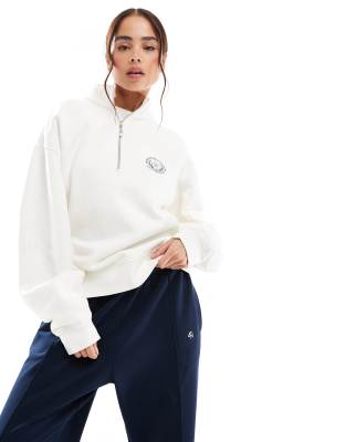 4th & Reckless Hart half zip lounge sweatshirt in cream