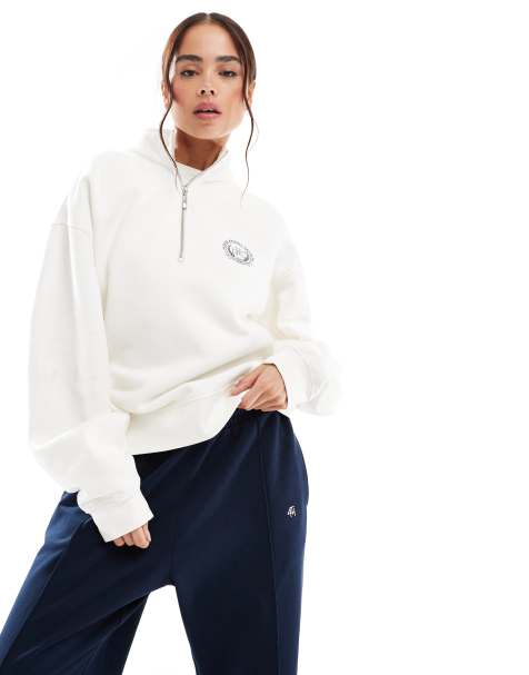 4th & Reckless Hart half zip lounge sweatshirt in cream - view 1