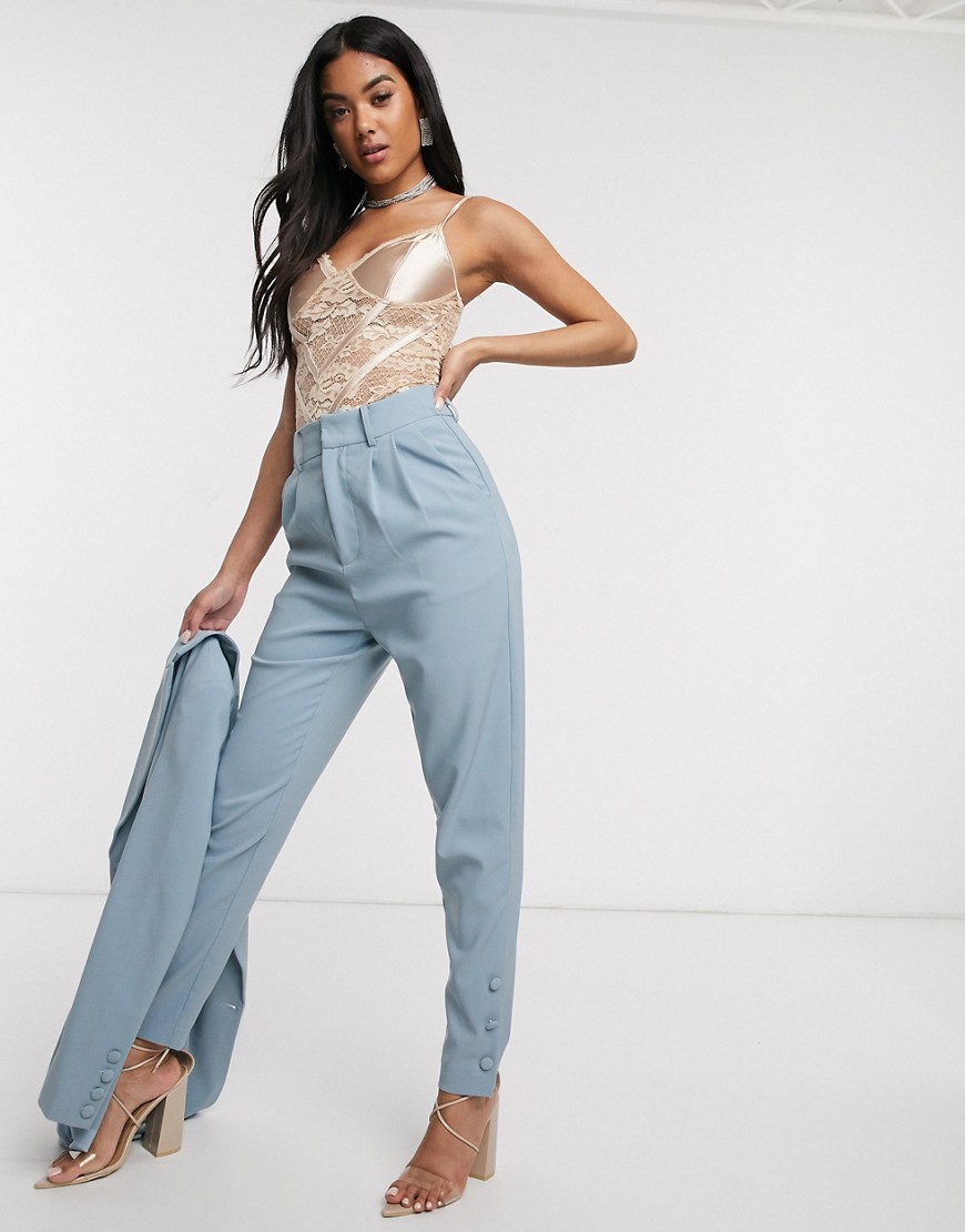 4th + Reckless high waisted suit trouser in blue-Yellow