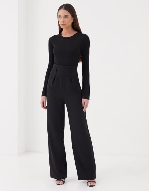 4th & Reckless high waisted tailored pants in black