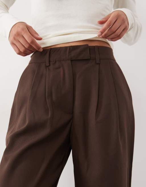 4th & Reckless high waisted tailored wide leg trousers co-ord in chocolate, 2 of 5