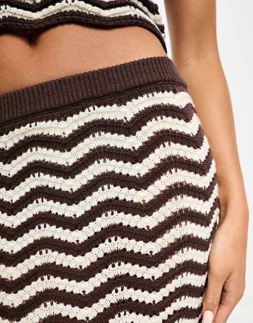 4th & Reckless Island knit maxi beach skirt in brown (part of a set), 2 of 4