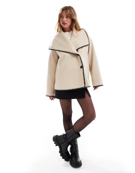 4th & Reckless - Jack met oversized revers en contrasterende stiksels in camel - view 1