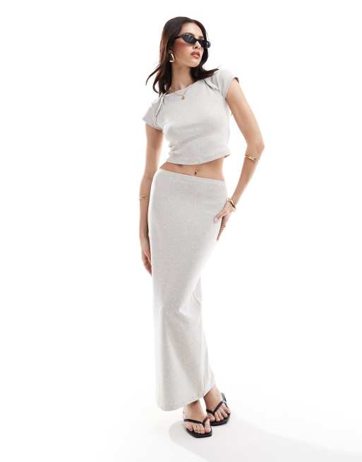 4th & Reckless – Jasnoszara spódnica maxi typu bodycon, część zestawu