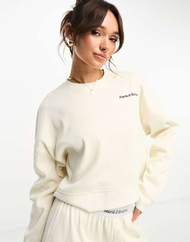 4th & Reckless - jazz super soft rib sweatshirt in cream