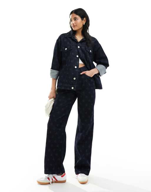 4th & Reckless - Jeans con logo stampato a laser di colore blu scuro in coordinato