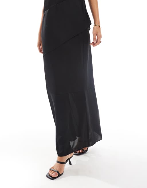 4th & Reckless - Jupe d'ensemble longue en mousseline avec ourlet transparent - Noir, 5 de 5