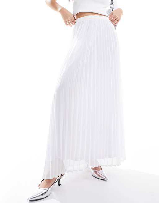 4th Reckless Jupe longue plissee en mousseline Blanc ASOS
