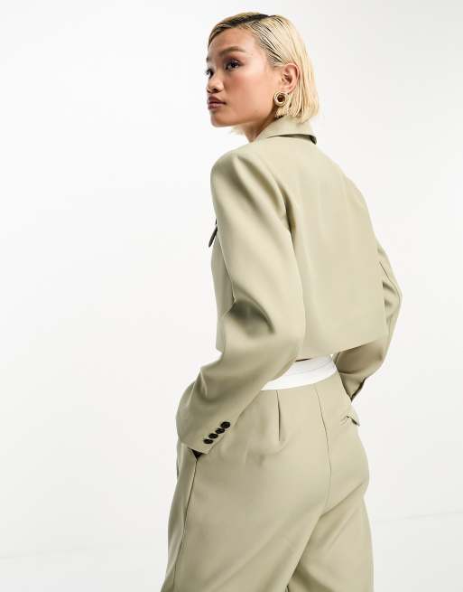 4th & Reckless - Kakigrøn cropped blazer - Del af sæt, 2 af 4