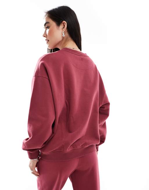 4th & Reckless - Katoenen sweatshirt met geborduurd logo in framboos, deel van co-ord set, 3 van 4