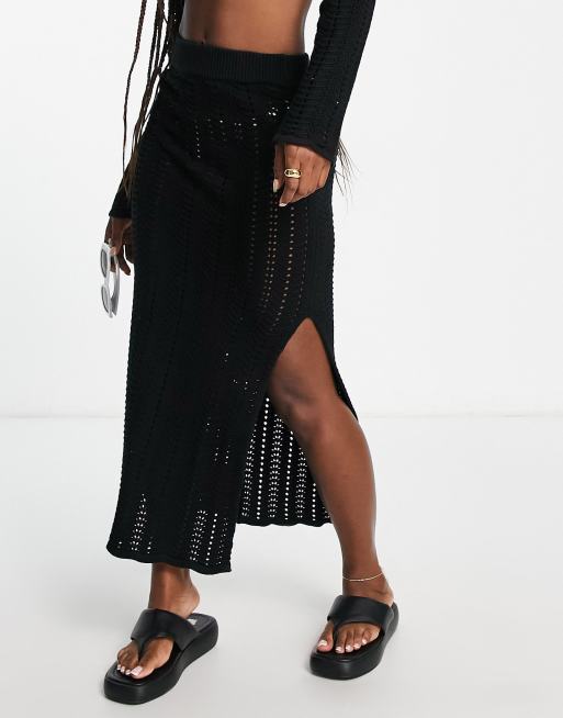 4th & Reckless Kezia crochet knit skirt in black - part of a set , 3 of 4