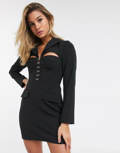 4th + Reckless – Kleid mit Korsett-Detail und Zierausschnitten in Schwarz