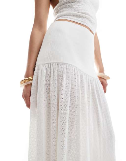4th & Reckless knit drop waist beach maxi skirt in white