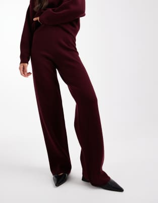 4th & Reckless Knit High Waist Wide Leg Pants In Red