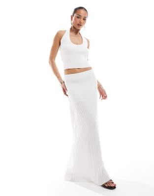 4th & Reckless Knit Low Back Halterneck Top In White