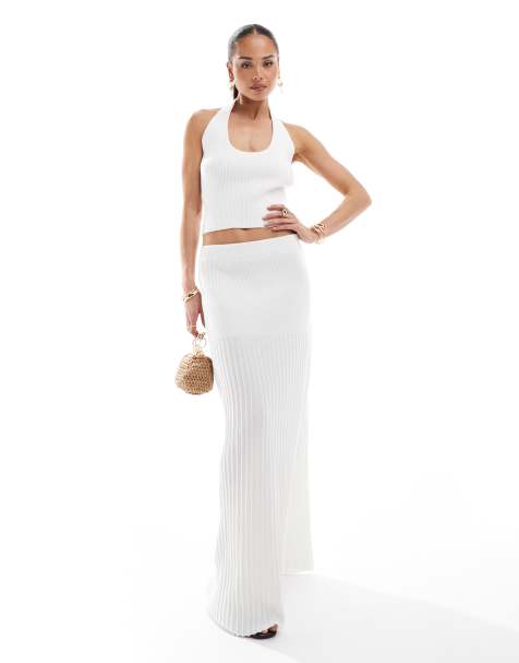 4th & Reckless knitted maxi skirt co-ord in white