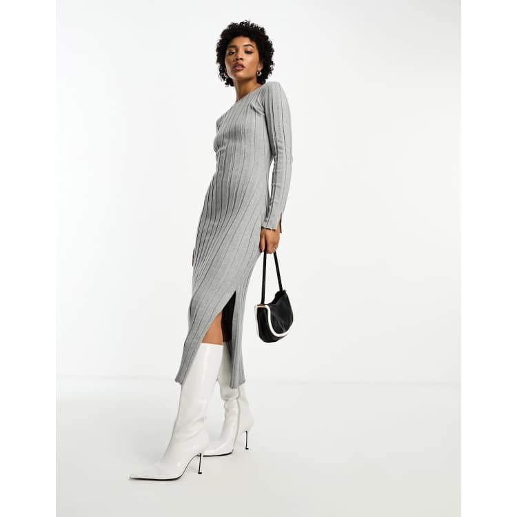 Ribbed Knitted Turtleneck Side Slit Sweater Green | NA-KD