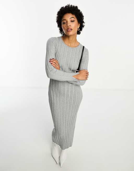 4th & Reckless knit side slit midi sweater dress in gray