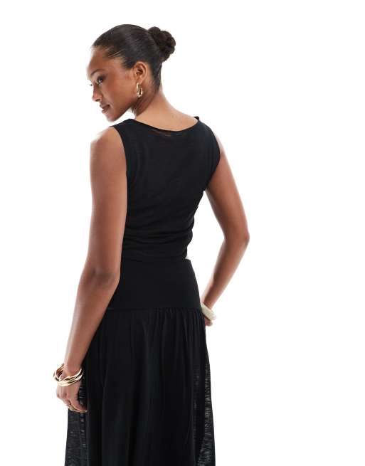 4th & Reckless knit slash neck crop top in black - part of a set
